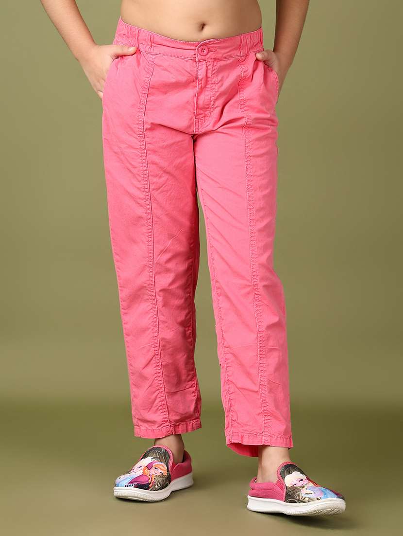 girls solid mid rise relaxed fit jean