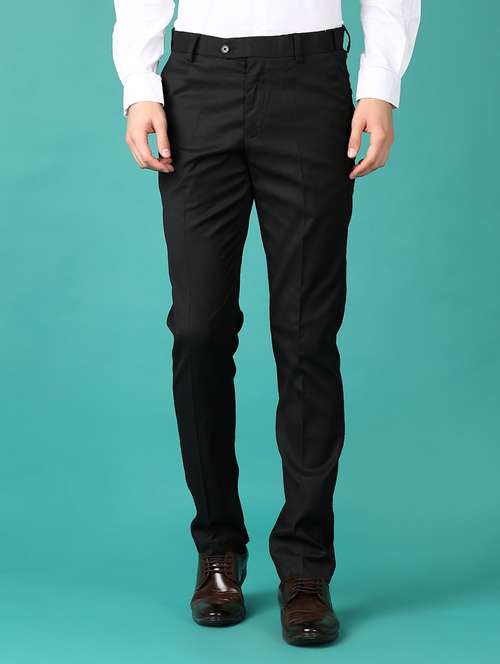 men mid rise solid flat front formal trouser - 21562961 -  Standard Image - 0