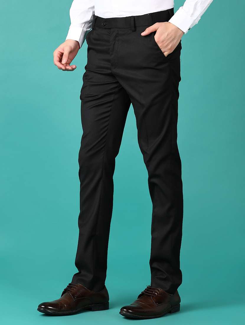 men mid rise solid flat front formal trouser - 21562961 - Standard Image - 1