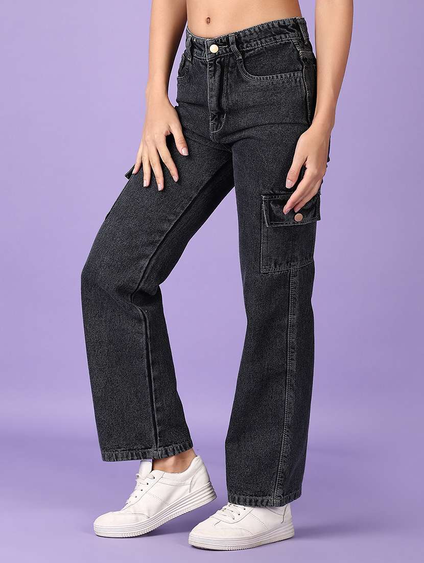 women solid mid rise cargo - 21563112 -  Standard Image - 1