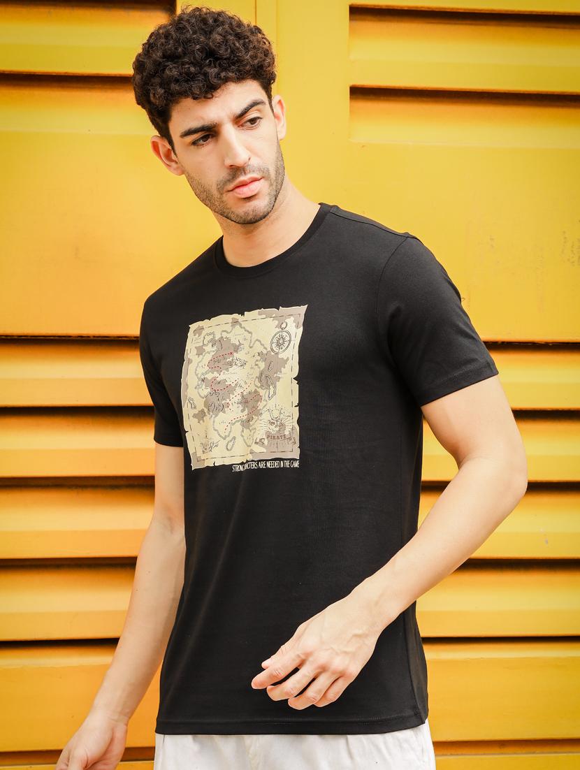 men round neck chest print t-shirt - 21563294 -  Standard Image - 1