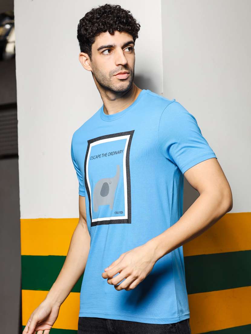 men round neck front print t-shirt - 21563295 -  Standard Image - 1
