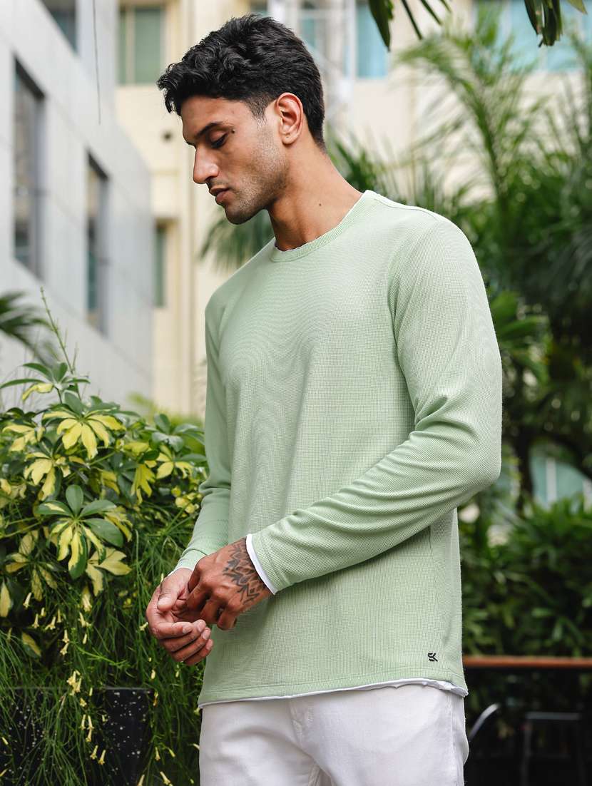 men round neck plain long sleeve t-shirt - 21563299 -  Standard Image - 1