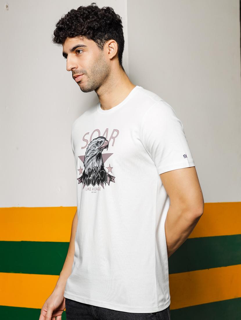 men round neck chest print t-shirt - 21563308 -  Standard Image - 1