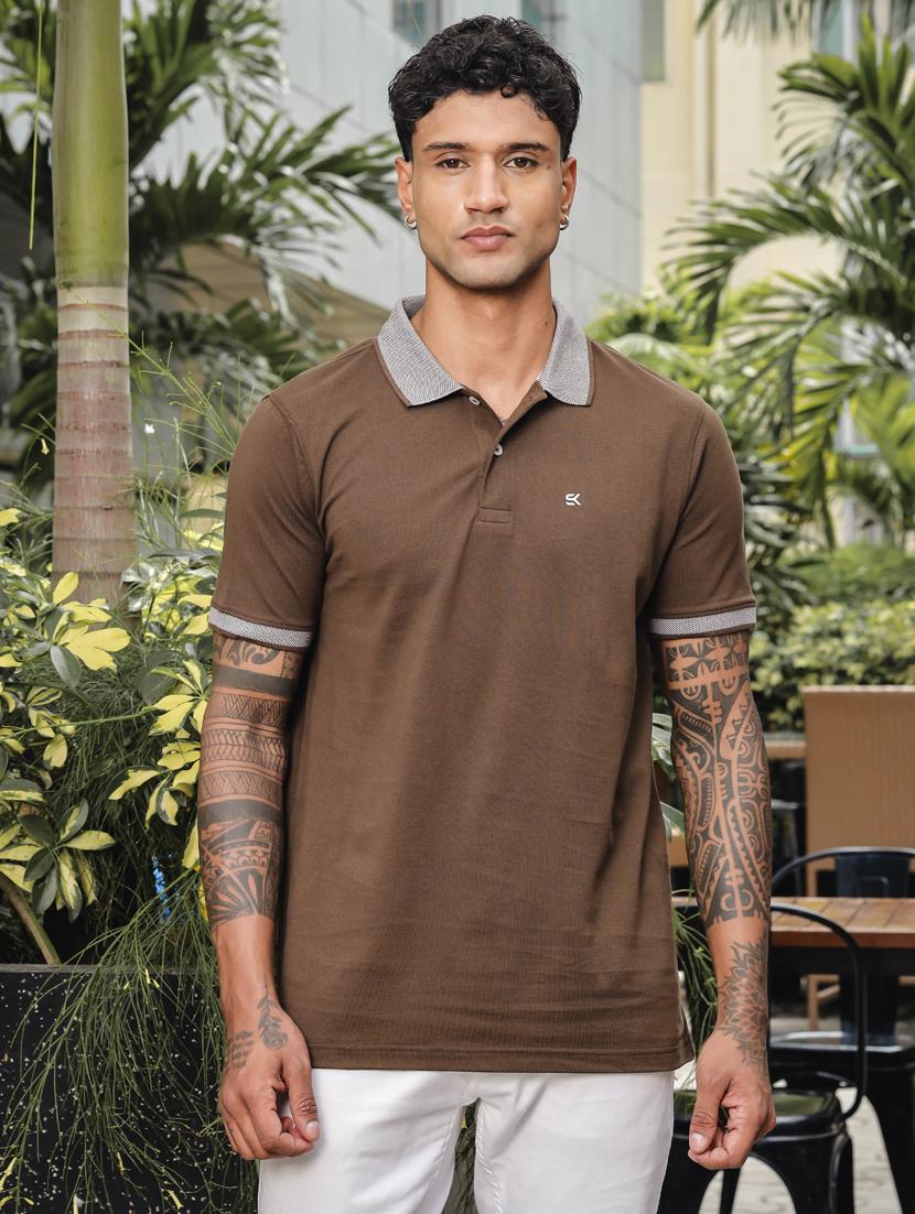 men solid short sleeves polo t-shirt - 21563322 - Zoom Image - 0