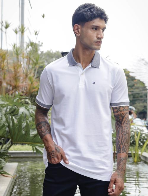 men solid short sleeves polo t-shirt - 21563323 - Standard Image - 0