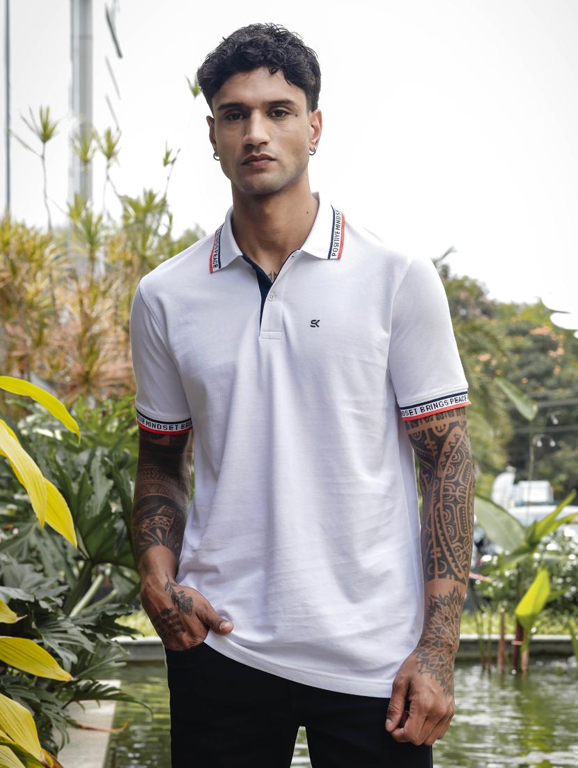 men solid short sleeves polo t-shirt
