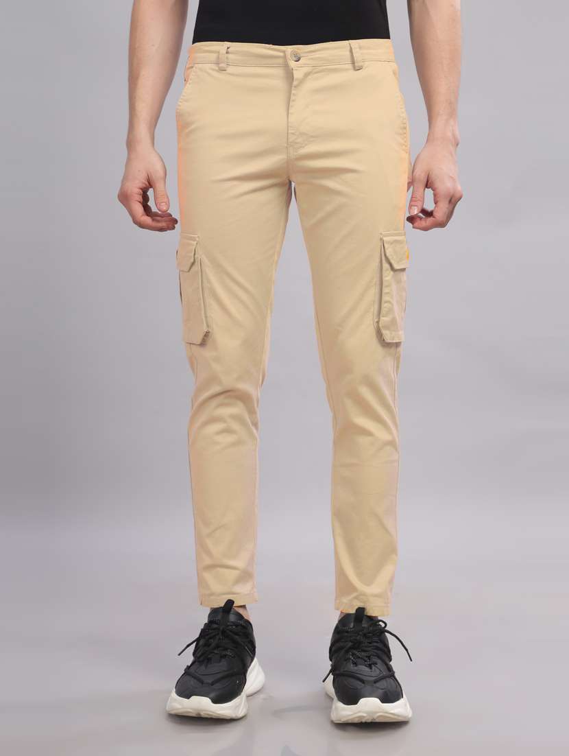 men solid mid rise cargo