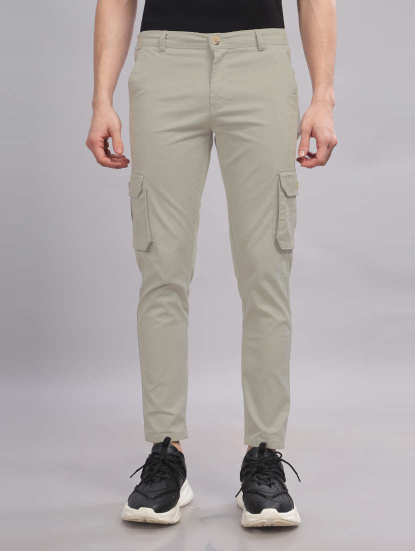men solid mid rise cargo