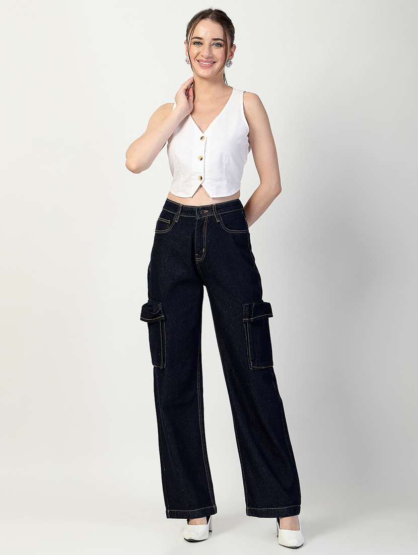 women solid regular fit cargo - 21563484 -  Standard Image - 4