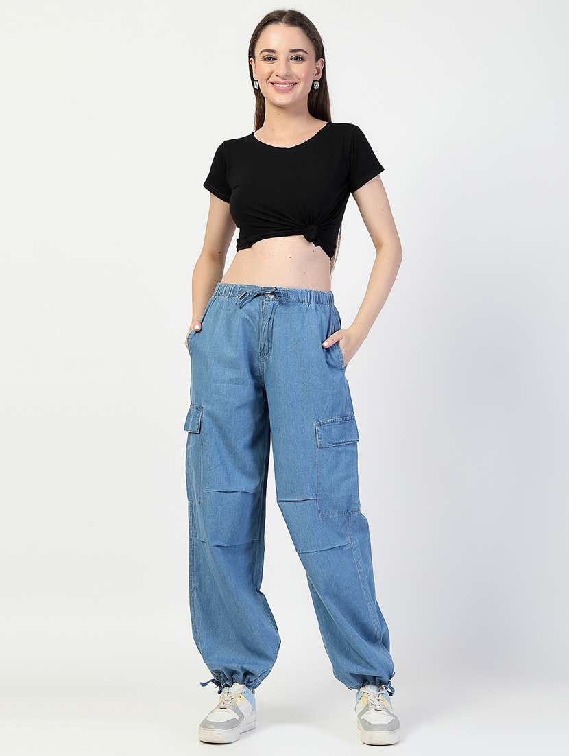 women solid regular fit cargo - 21563486 - Standard Image - 4