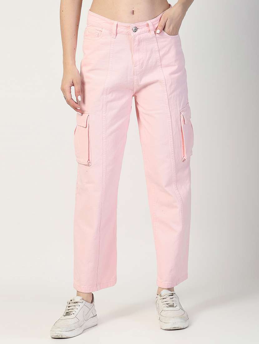 women solid regular fit cargo