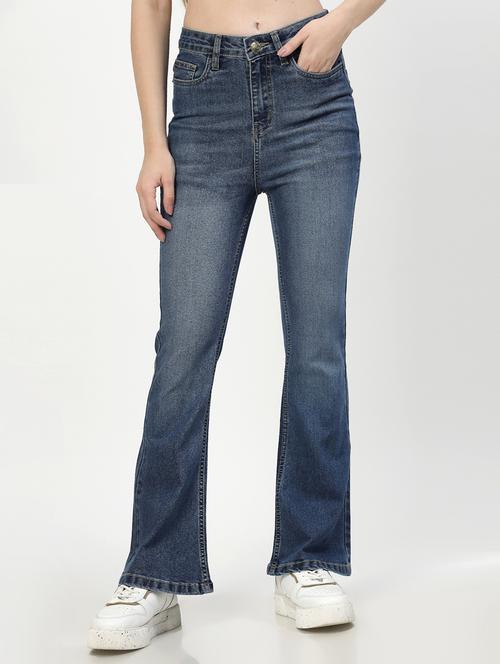 women blue plain bootcut jean - 21563490 -  Standard Image - 0