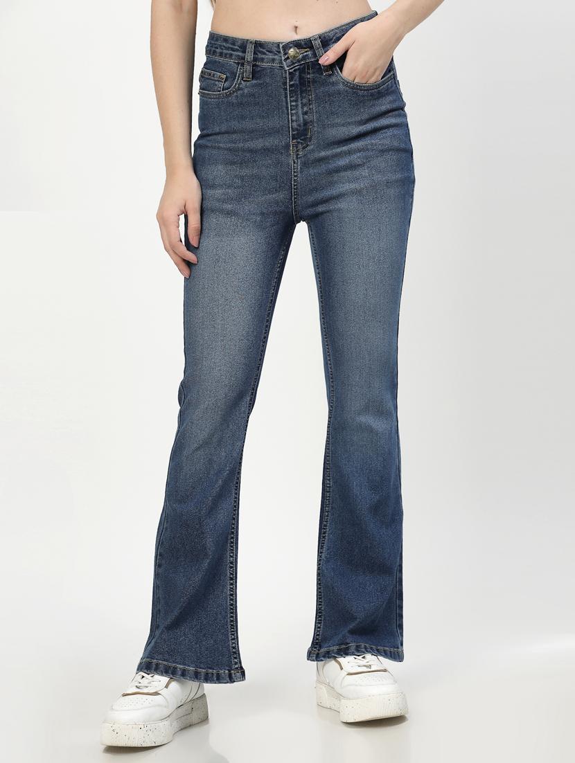 women blue plain bootcut jean - 21563490 -  Zoom Image - 0