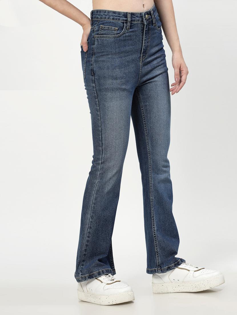 women blue plain bootcut jean - 21563490 - Standard Image - 1