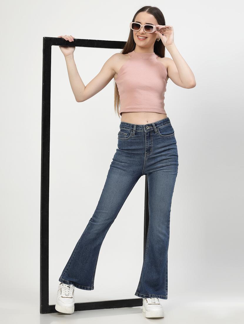 women blue plain bootcut jean - 21563490 - Standard Image - 4