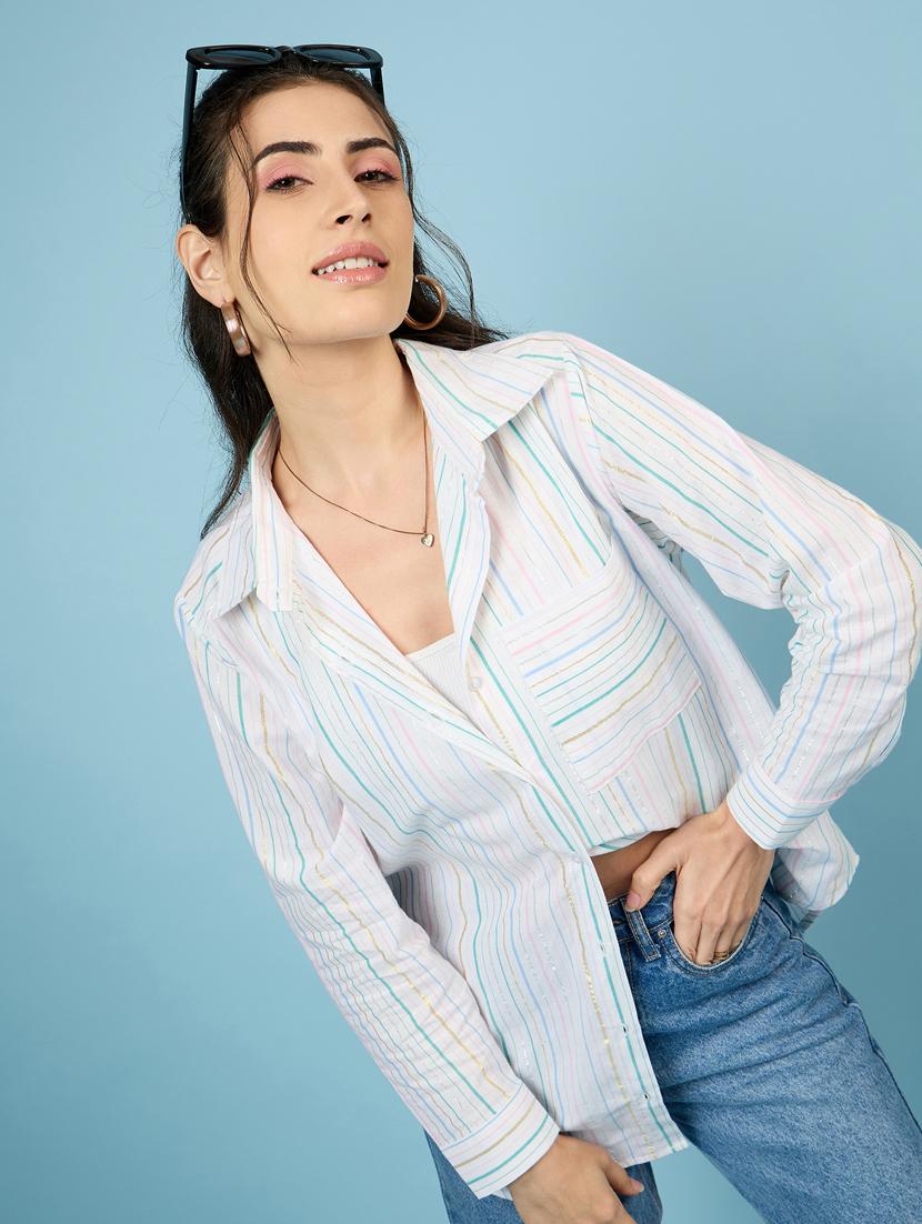 women white stripes oversized shirt - 21563503 - Standard Image - 1