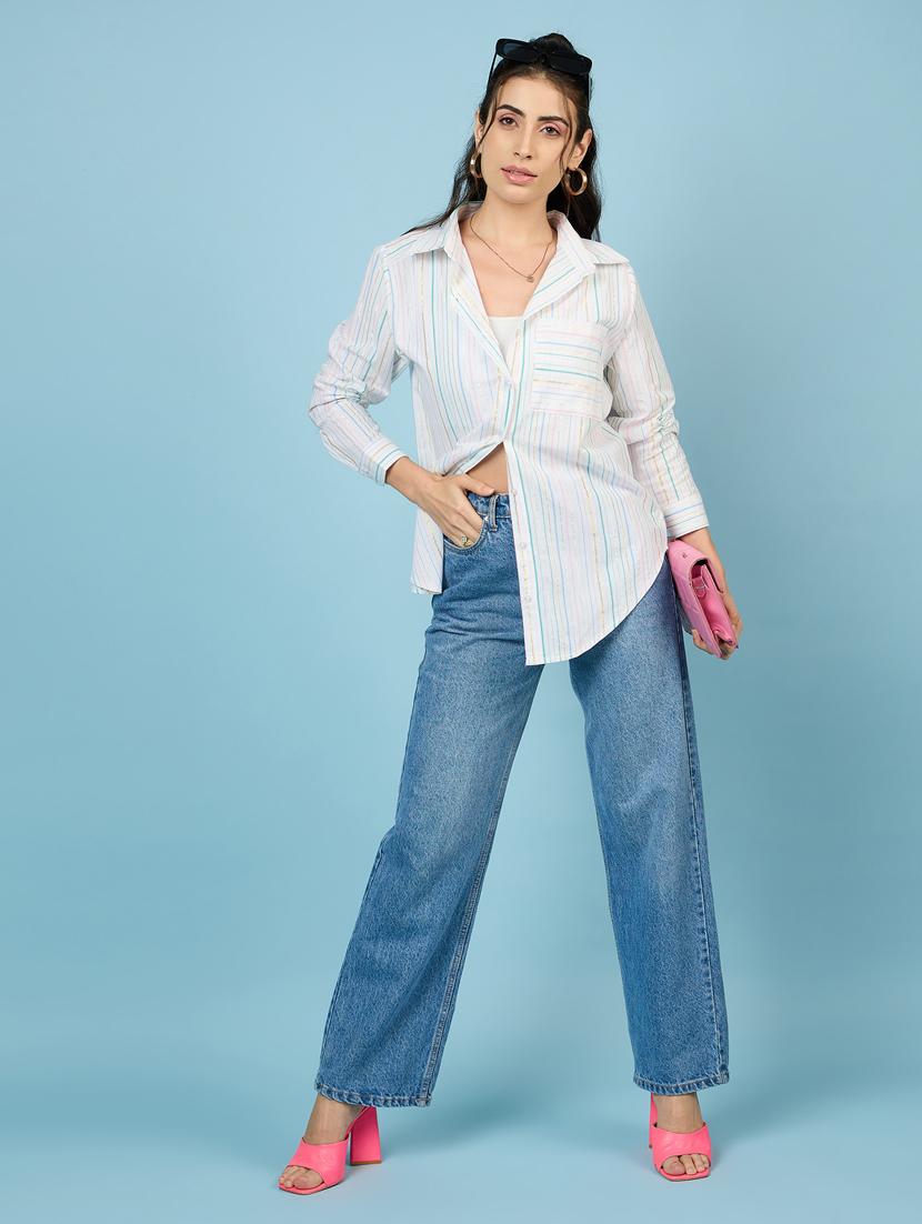 women white stripes oversized shirt - 21563503 - Standard Image - 4