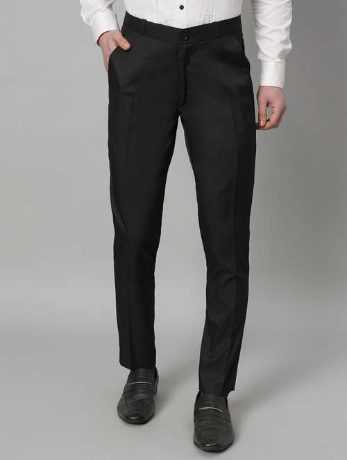 men solid flat front slim fit formal trouser - 21563541 - Standard Image - 0