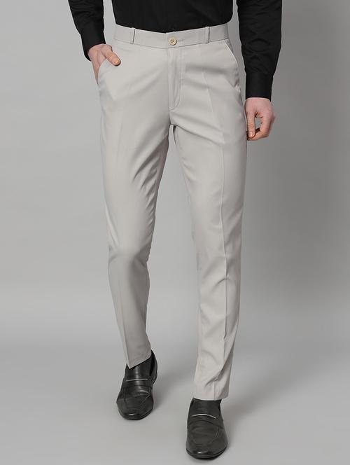 men solid flat front slim fit formal trouser - 21563546 - Standard Image - 0
