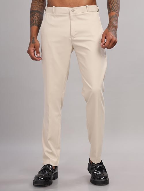 men solid flat front slim fit trouser - 21563554 - Standard Image - 0