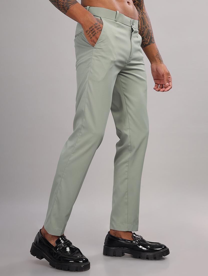 men solid flat front slim fit trouser - 21563557 - Standard Image - 1