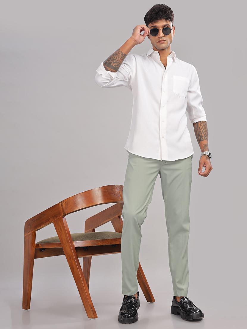 men solid flat front slim fit trouser - 21563557 - Standard Image - 4