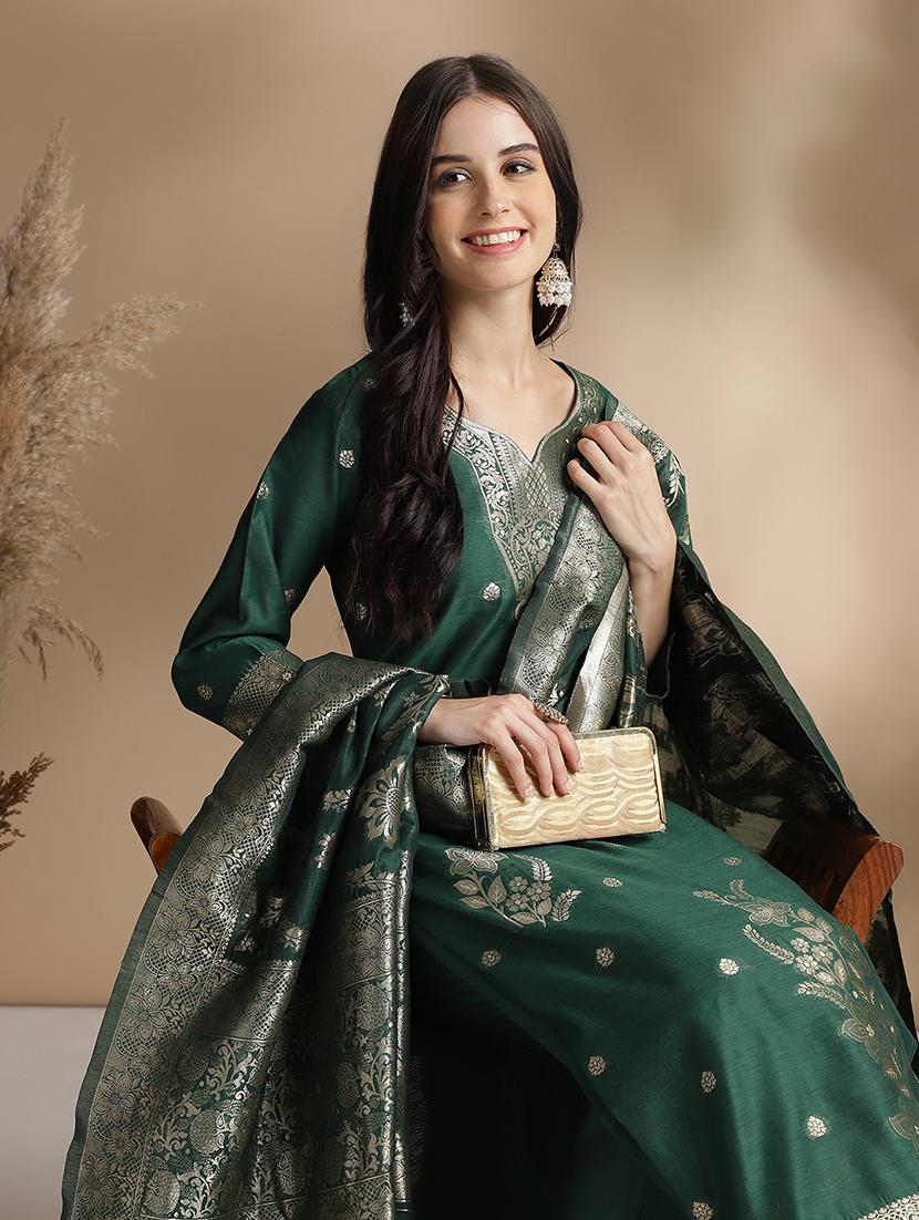 women self design three quarter sleeve suit set - 21563726 - Standard Image - 4