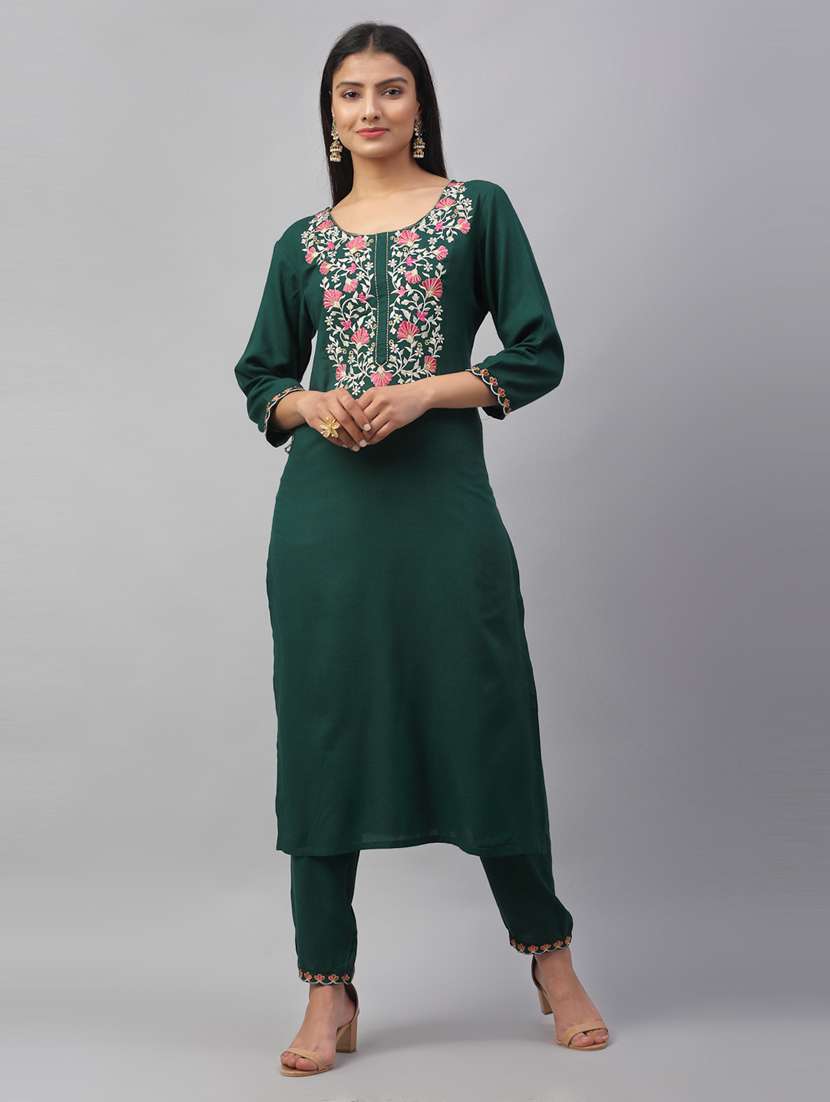 women embroidered kurta pant set - 21564073 -  Standard Image - 1