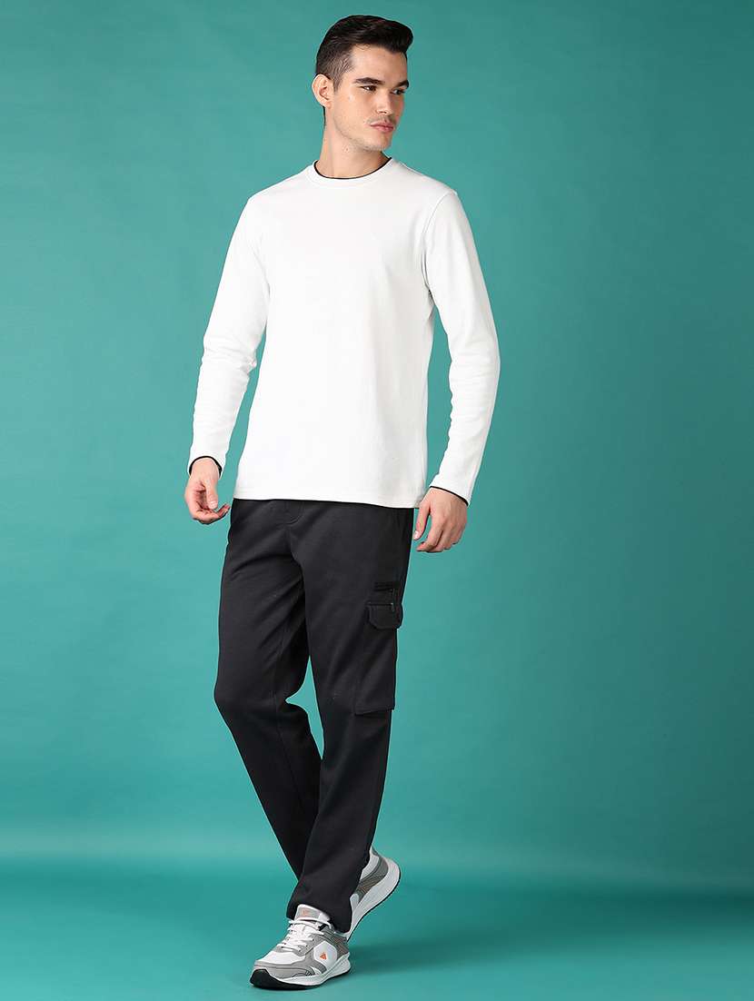 men black solid regular fit full length cargo - 21564129 -  Standard Image - 4