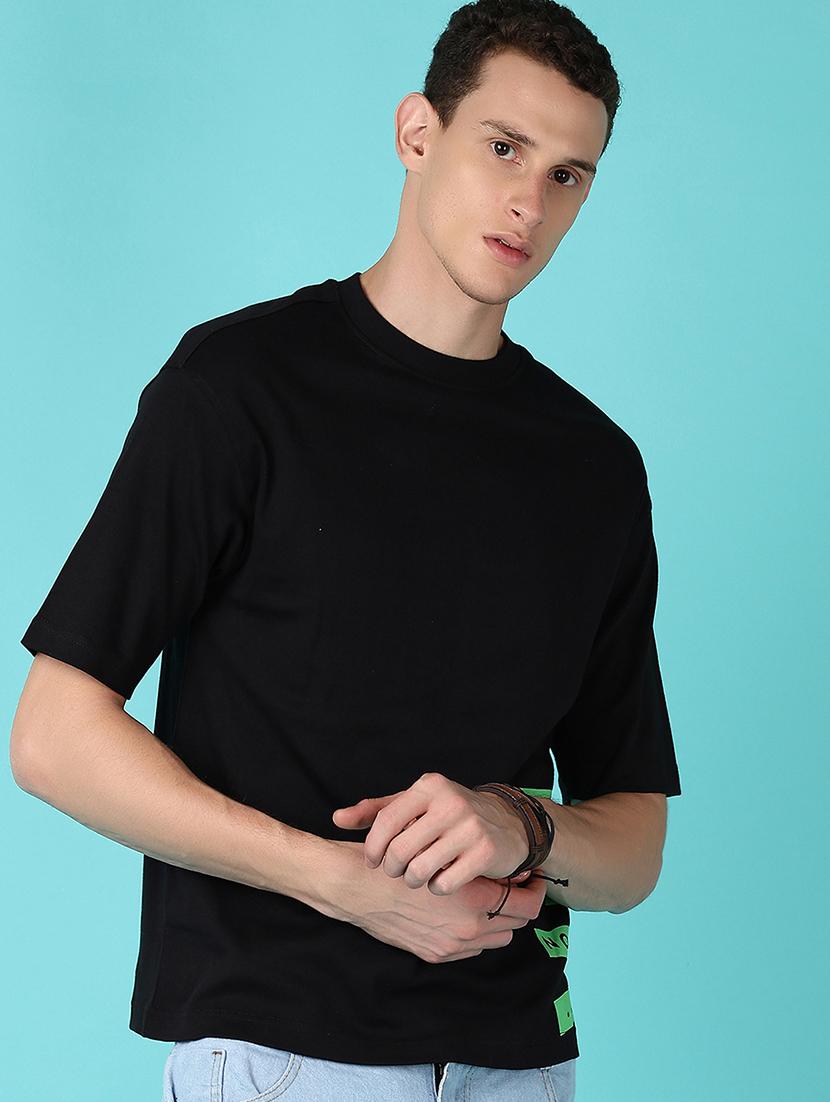 men black regular fit placement print t-shirt - 21564143 -  Standard Image - 1