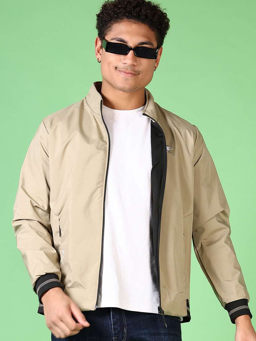 men long sleeves solid bomber jacket - 21564144 -  Standard Image - 1
