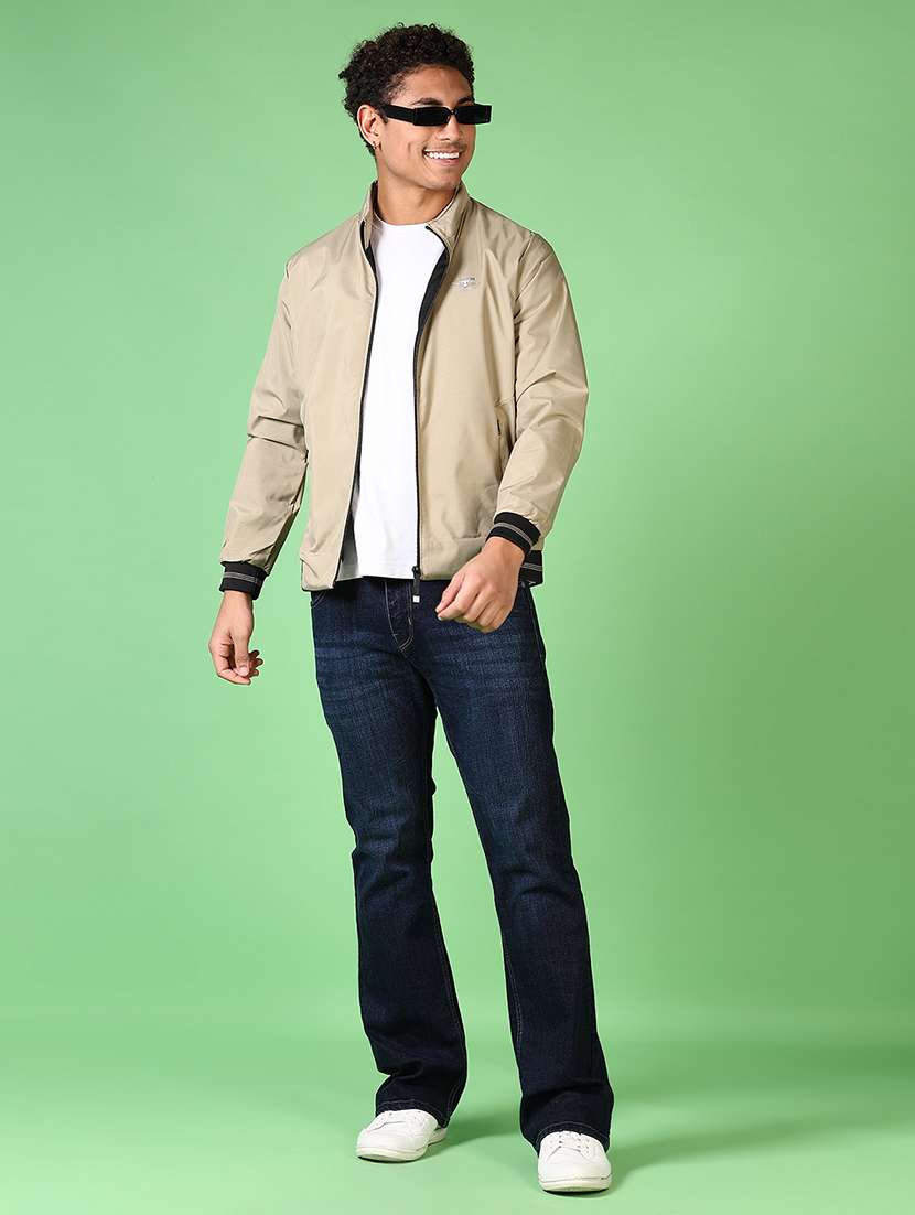 men long sleeves solid bomber jacket - 21564144 -  Standard Image - 4