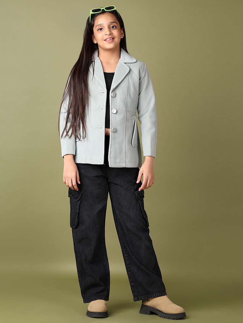 giirls solid long sleeve blazer - 21564184 -  Standard Image - 4