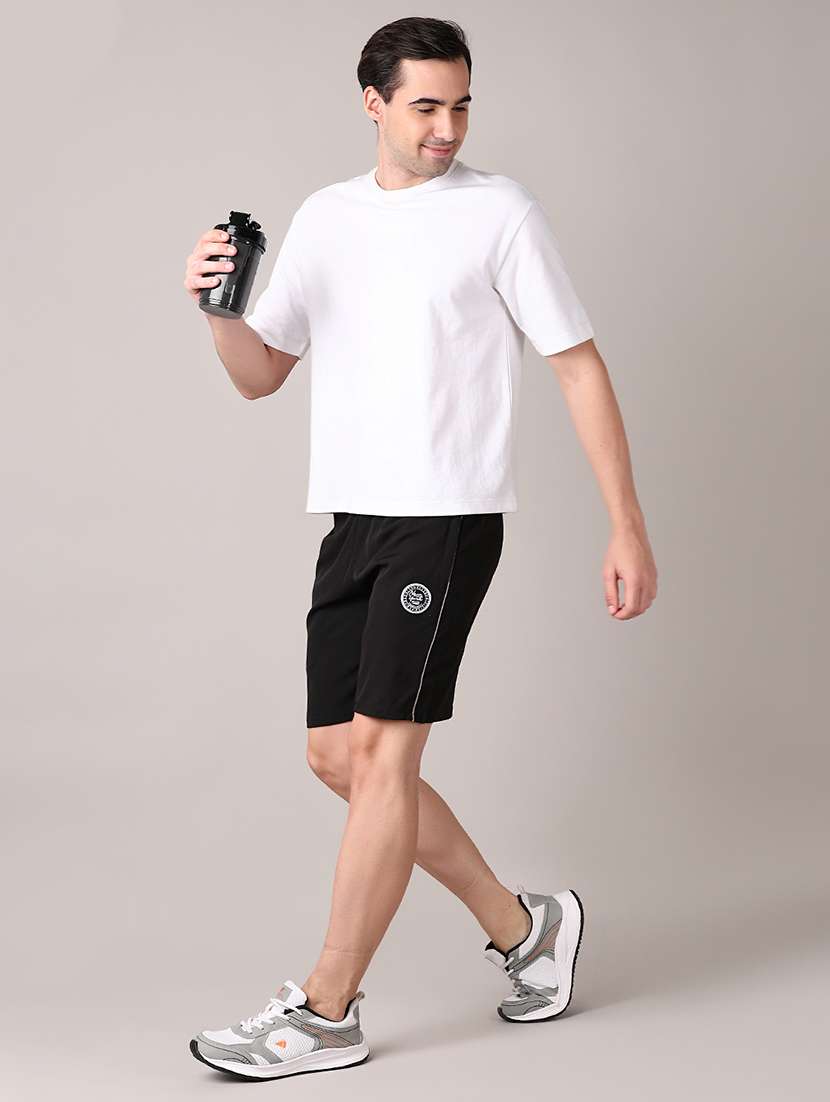 men black solid mid rise short - 21564203 -  Standard Image - 4