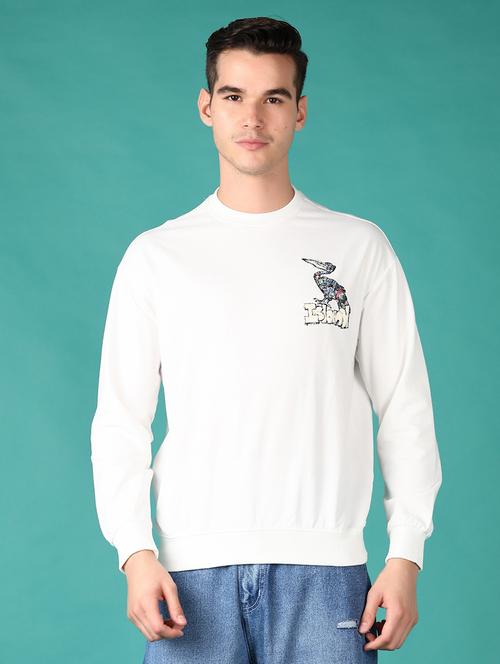 men off white front & back print long sleeve sweatshirt - 21564217 - Standard Image - 0