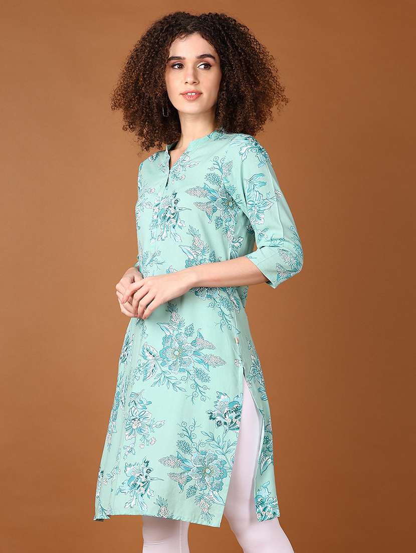 women floral mandarin neck straight kurta - 21564230 -  Standard Image - 1