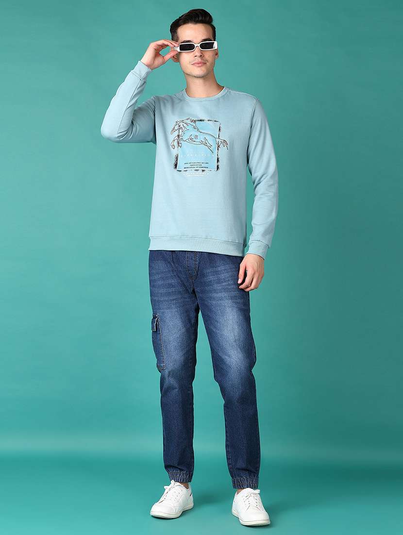 men long sleeves front print sweatshirt - 21564833 -  Standard Image - 4
