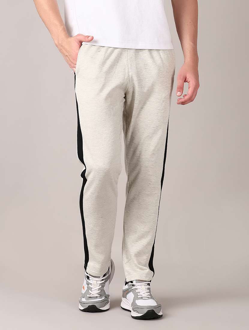 men mid rise side taped ankle length track pant