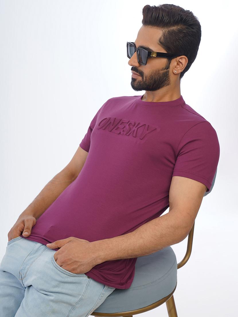 men round neck typographic short sleeve t-shirt - 21565149 - Standard Image - 1