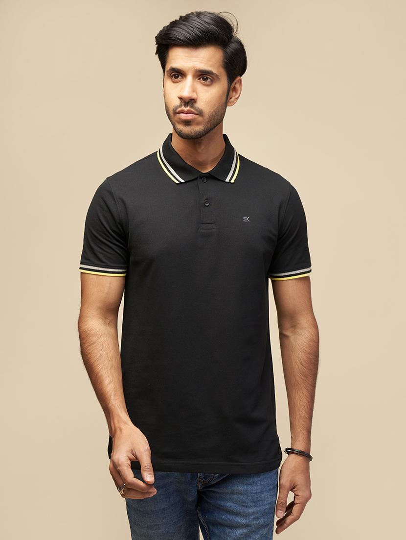 men solid short sleeves polo t-shirt - 21565152 -  Zoom Image - 0