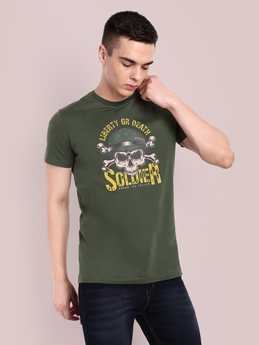 men round neck front print t-shirt - 21565169 - Standard Image - 1