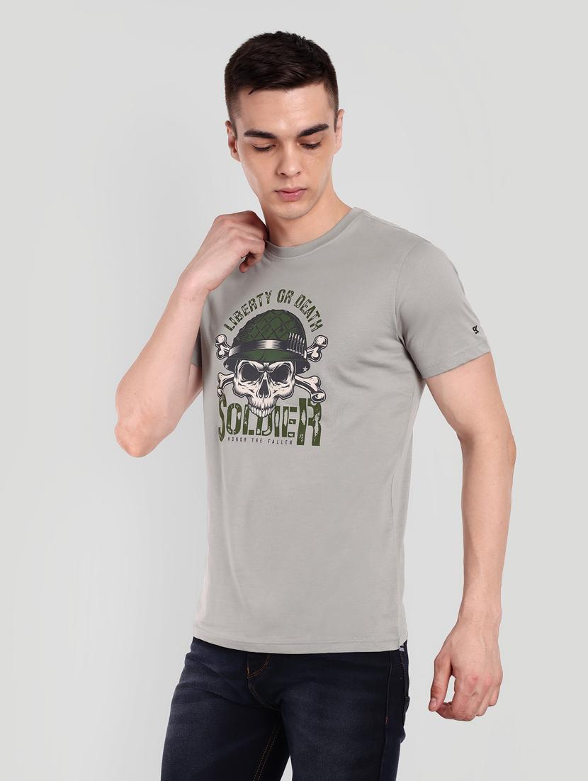 men round neck front print t-shirt - 21565170 -  Standard Image - 1
