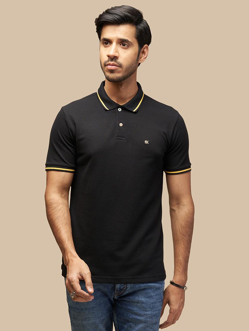 men solid short sleeves polo t-shirt - 21565183 -  Zoom Image - 0