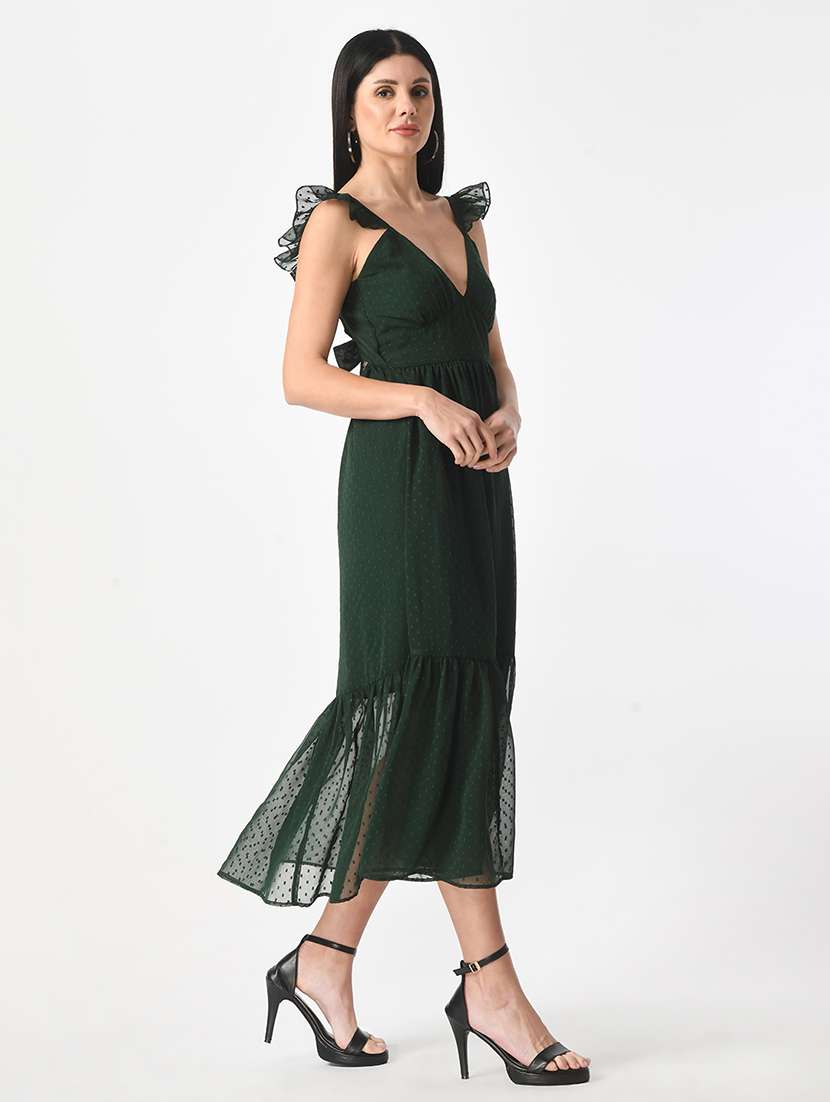 women dark green self-designed tiered dress - 21565274 -  Standard Image - 1
