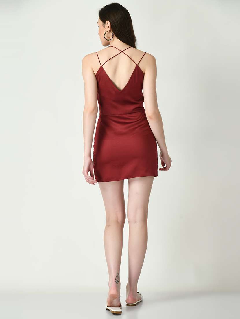 women maroon solid bodycon dress - 21565310 -  Standard Image - 4