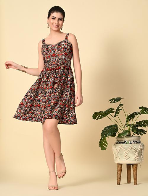 women multicolored printed fit & flare dress - 21565315 -  Standard Image - 0