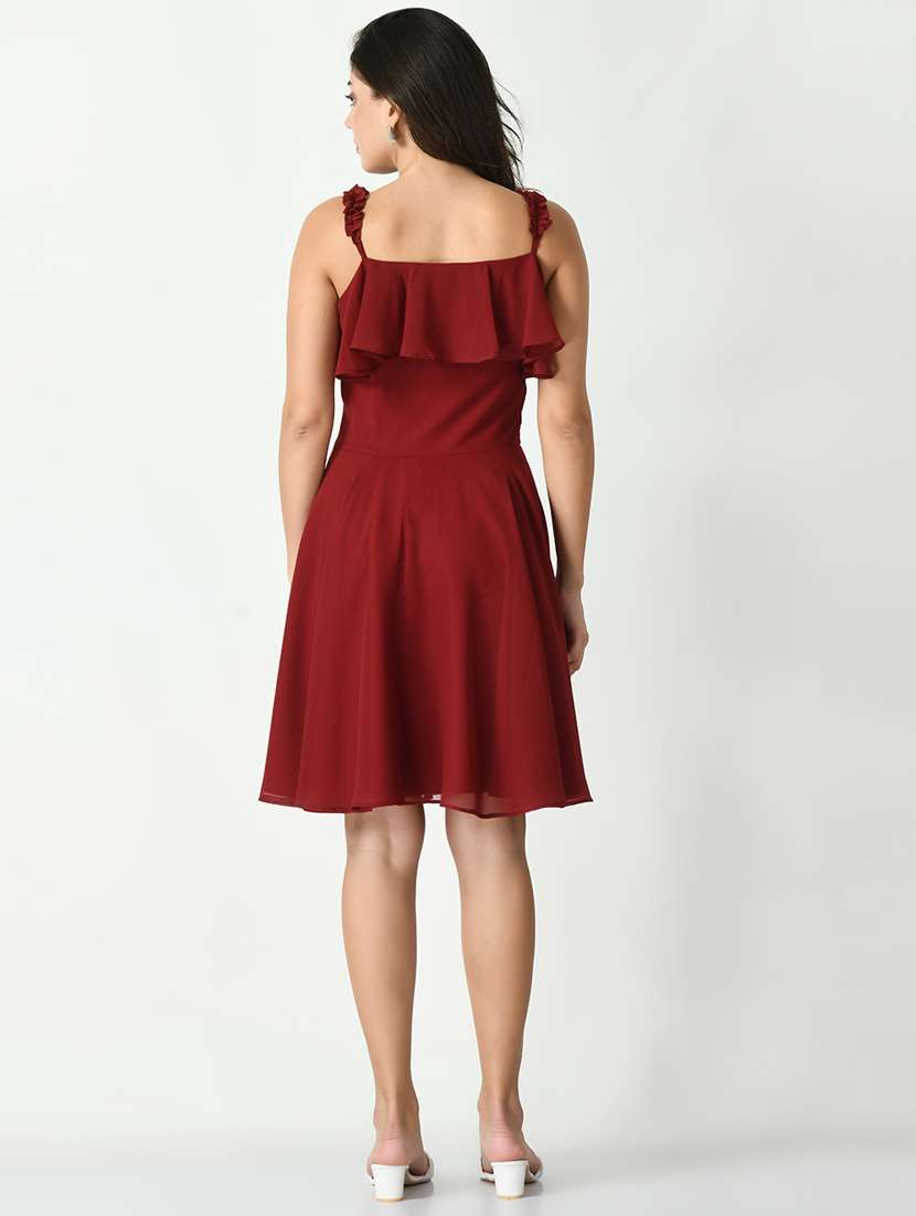 women solid sleeveless fit & flare dress - 21565344 - Standard Image - 4