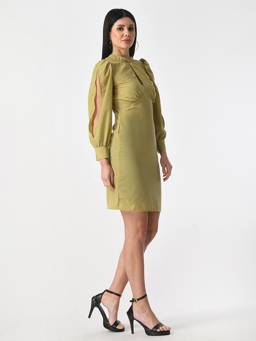 women green solid bodycon dress - 21565412 - Standard Image - 1