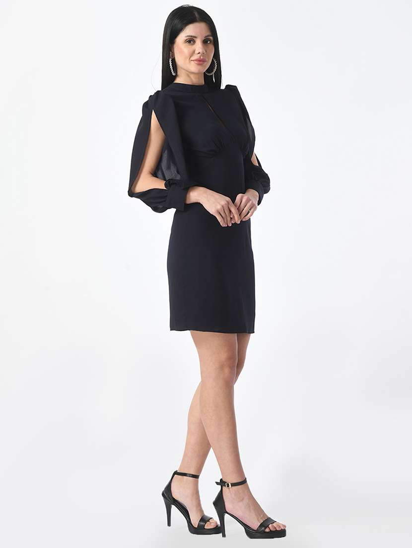 women navy blue solid bodycon dress - 21565414 - Standard Image - 1
